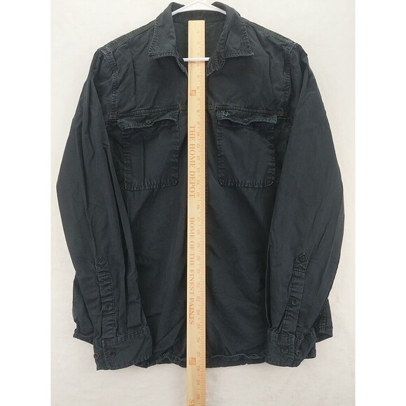 True Religion Regular Fit Mens Medium Black Button-Down Long Sleeve Shirt - Picture 4 of 12